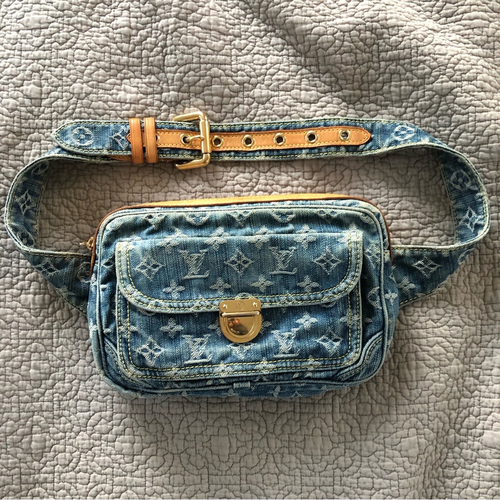 Louis Vuitton Bum Bag Belt Waist Bag & Fanny Pack Vintage Blue Denim LV Monogram